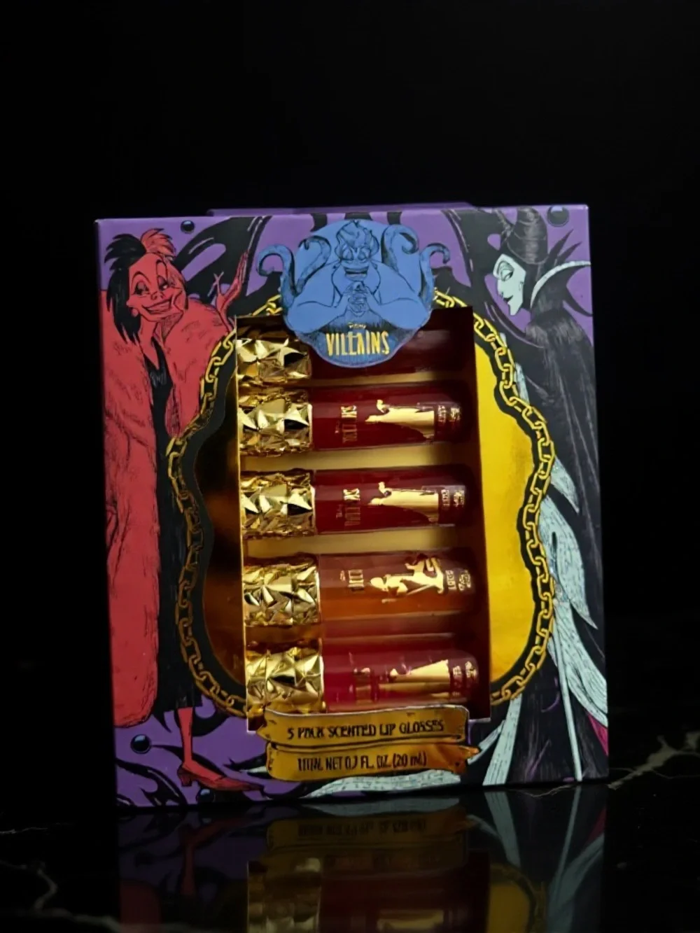 Disney Villains 5-Pack Scented Lip Gloss Set Cruella Ursula Maleficent